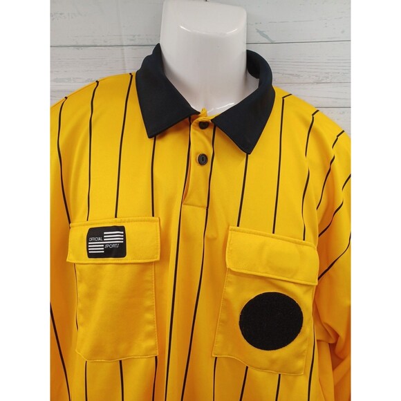 Official Sports Soccer Referee USSF Long Sleeve Jersey Shirt Yellow Black XL - Picture 2 of 7